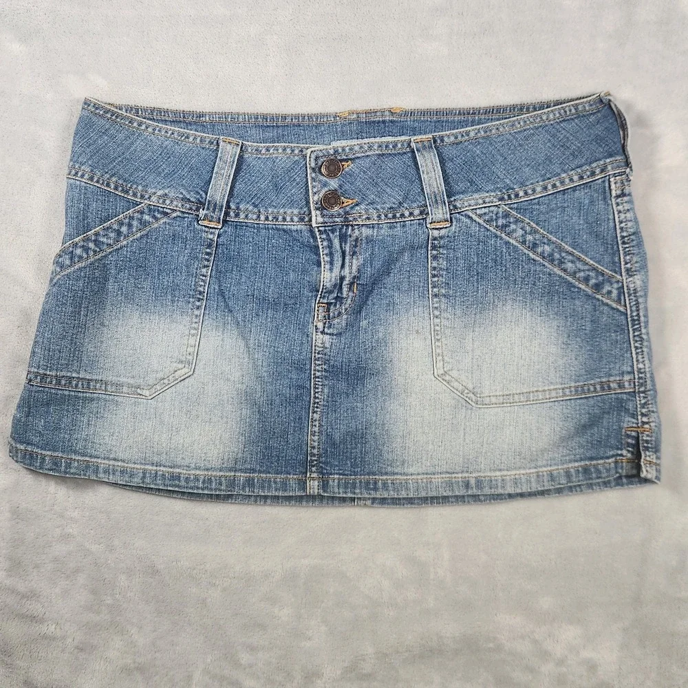 Abercrombie Fitch Jean Micro Mini Skirt sz 10 Low Rise Y2K 90s Skater Retro